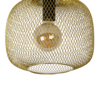 Lucide MESH taklampa 30cm metallcylinder, E27-sockel, matt svart med guldfinish, IP20 vintage stil