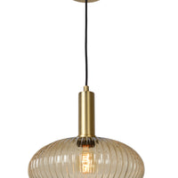 Lucide Maloto vintage hanging lamp, 1xE27, amber glass, metal bronze finish, Ø30cm, height adjustable, IP20