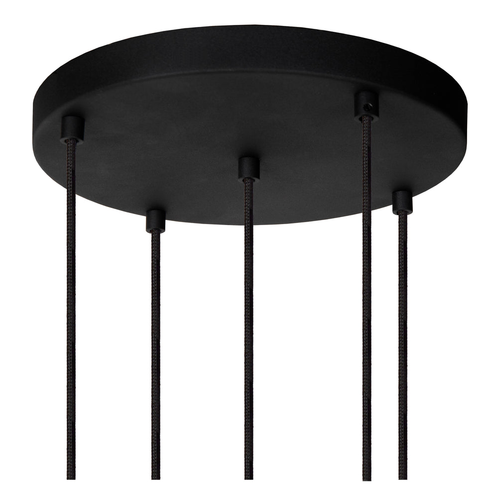Lucide MARIUS hanging lamp 5xE27 Black glass 55cm height adjustable modern design indoor IP20