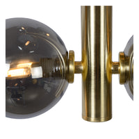 Lucide TYCHO vintage hanging lamp, 6xG9 sockets, sand brass with smoking glass, Ø25.5cm, height adjustable, IP20