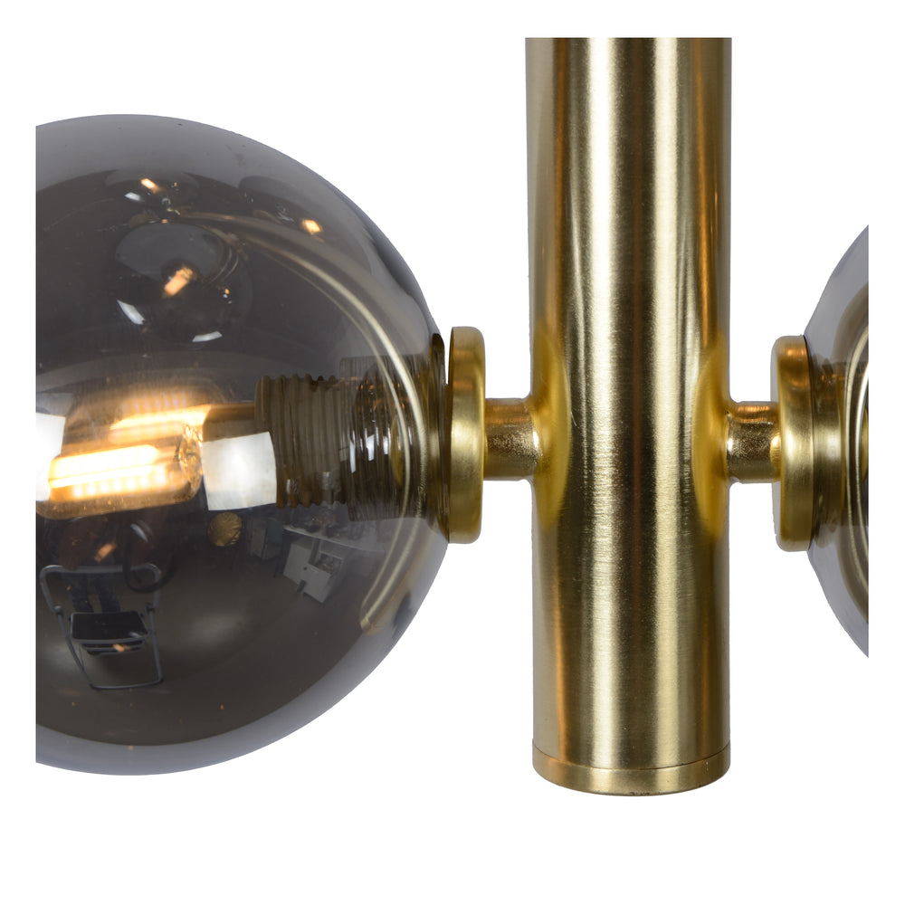 Lucide TYCHO vintage hanging lamp, 6xG9 sockets, sand brass with smoking glass, Ø25.5cm, height adjustable, IP20