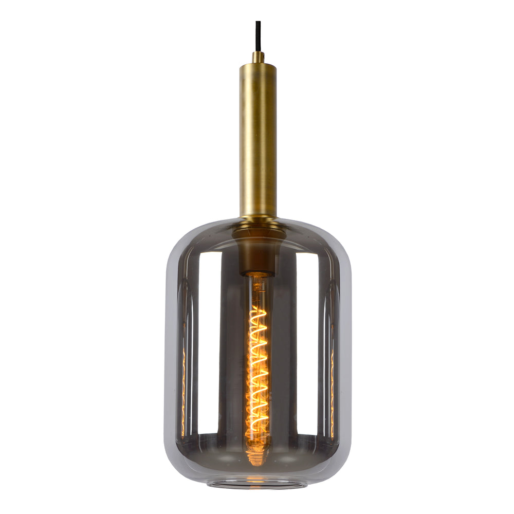 Lucide JOANET hanging lamp 3xE27 fumé glass shades, matte gold finish, height adjustable, dimmable, IP20 indoor