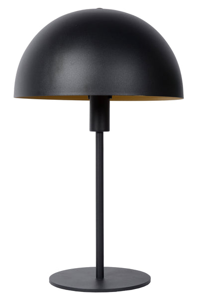 Lucide SIEMON table lamp Ø25cm Black, E14 fitting, 230V, steel body, modern mushroom design, IP20 indoor use