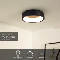 Lucide TALOWE LED ceiling light, dimmable 20W 3000K IP20 round Black aluminium Ø300mm