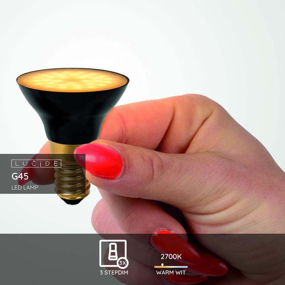 Lucide G45 LED-lampa E14 5W 2700K 450 lumen 3 StepDim Svart Matt IP20