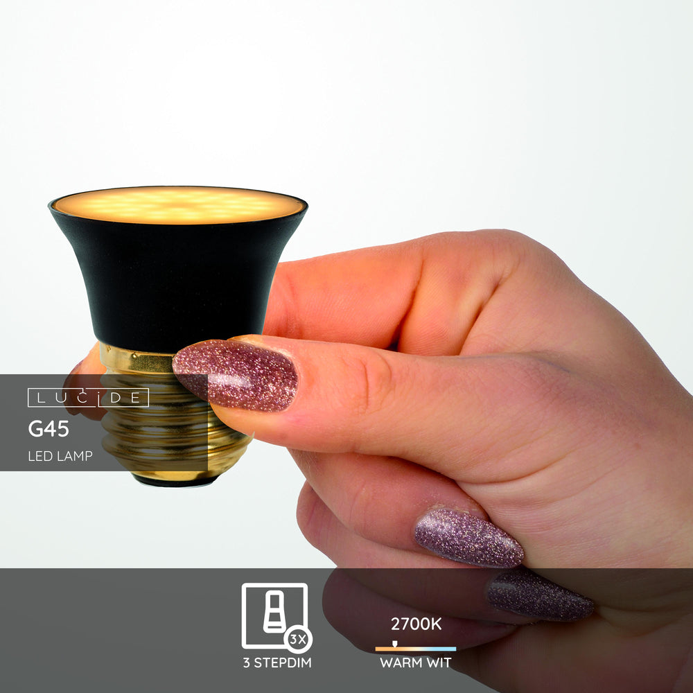 Lucide G45 LED bulb E27 5W 2700K 450 lumens 3 StepDim Black Matte IP20