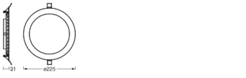 Slim LED Downlight Recessed White 22W 6500K 2000 lumens 110D cut-out 200mm 225mm