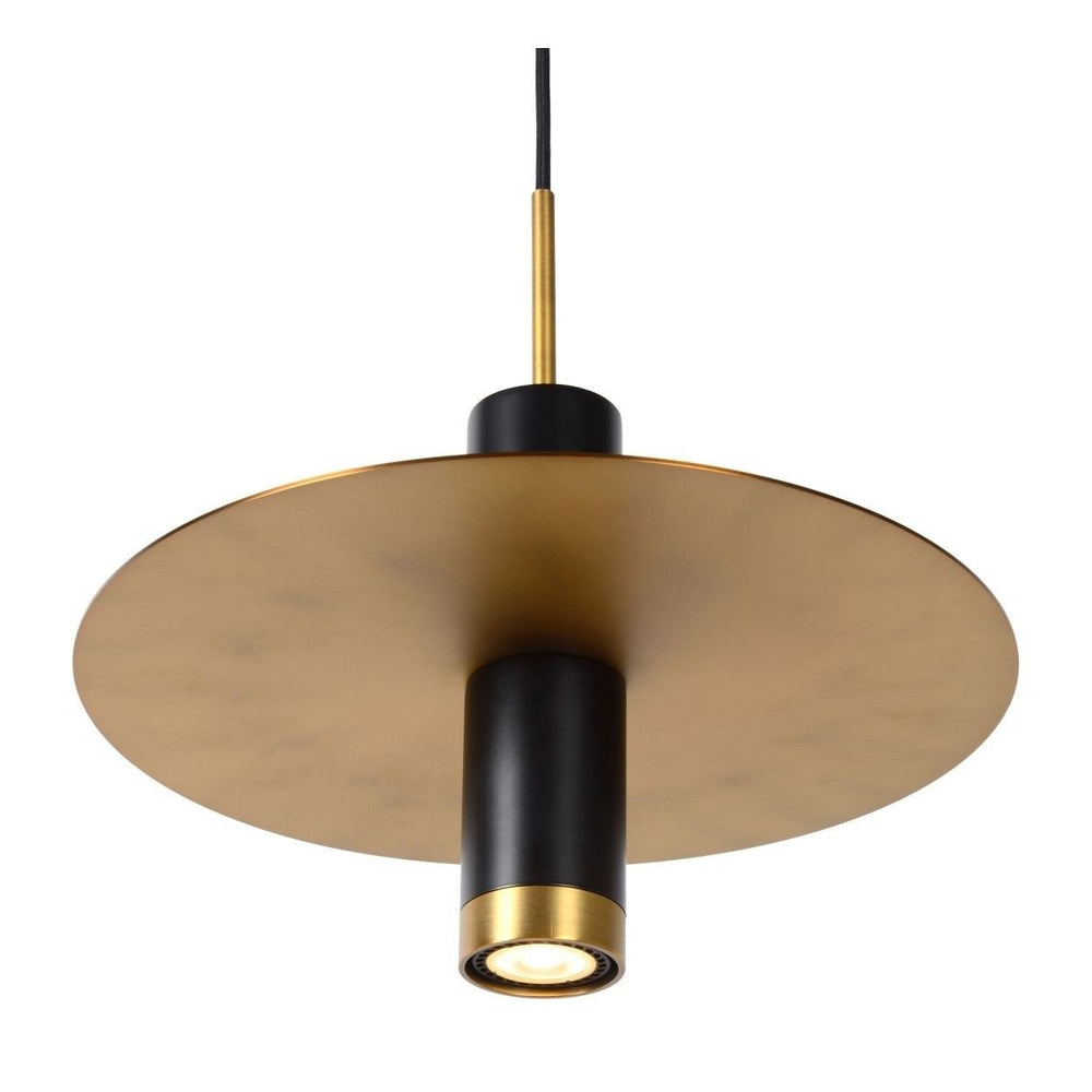 Lucide SELIN modern hänglampa Ø35cm, 1xGU10, metall Svart och Gulmässing, justerbar höjd, IP20