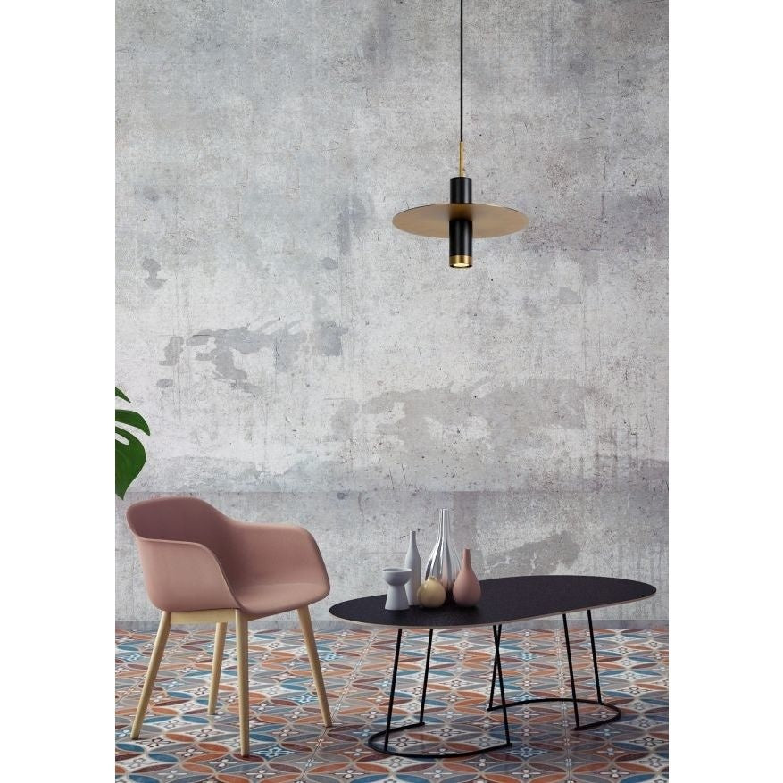 Lucide SELIN modern hänglampa Ø35cm, 1xGU10, metall Svart och Gulmässing, justerbar höjd, IP20