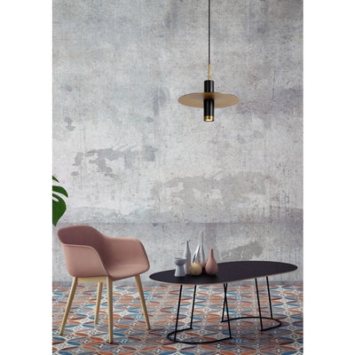 Lucide SELIN modern hänglampa Ø35cm, 1xGU10, metall Svart och Gulmässing, justerbar höjd, IP20