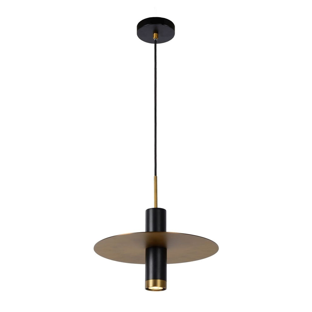 Lucide SELIN modern hänglampa Ø35cm, 1xGU10, metall Svart och Gulmässing, justerbar höjd, IP20