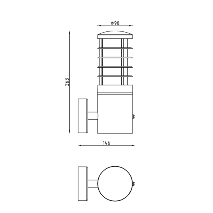 Lucide SOLID utomhus vägglampa, rund aluminium, 1xE27, 220-240V, IP54, Antracit finish