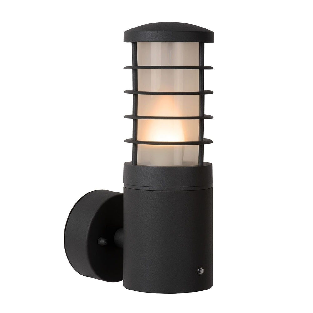 Lucide SOLID utomhus vägglampa, rund aluminium, 1xE27, 220-240V, IP54, Antracit finish