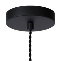 Lucide TEUN retro hänglampa Ø13cm, justerbar höjd, E27-sockel, metall satinnickel och matt svart, IP20