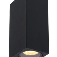 Lucide ZARO modern wall light Black, 2xGU10 35W, 220-240V, IP44 outdoor indoor aluminum square design