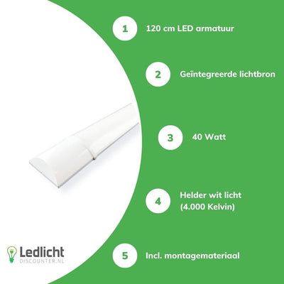 Aigostar LED-lysrör 120cm 40W 4000K ljusvit ljus lumen