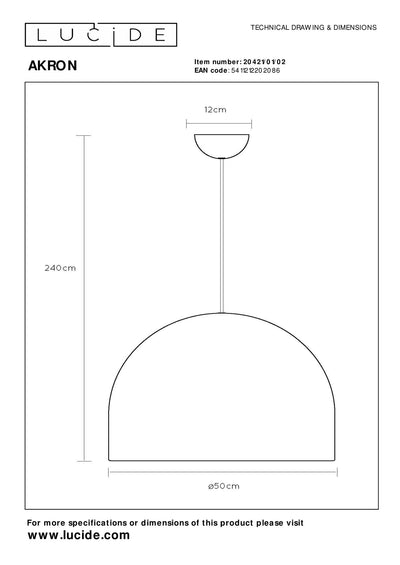 Lucide AKRON LED pendellampa E27 50W matt guld aluminium 60mm