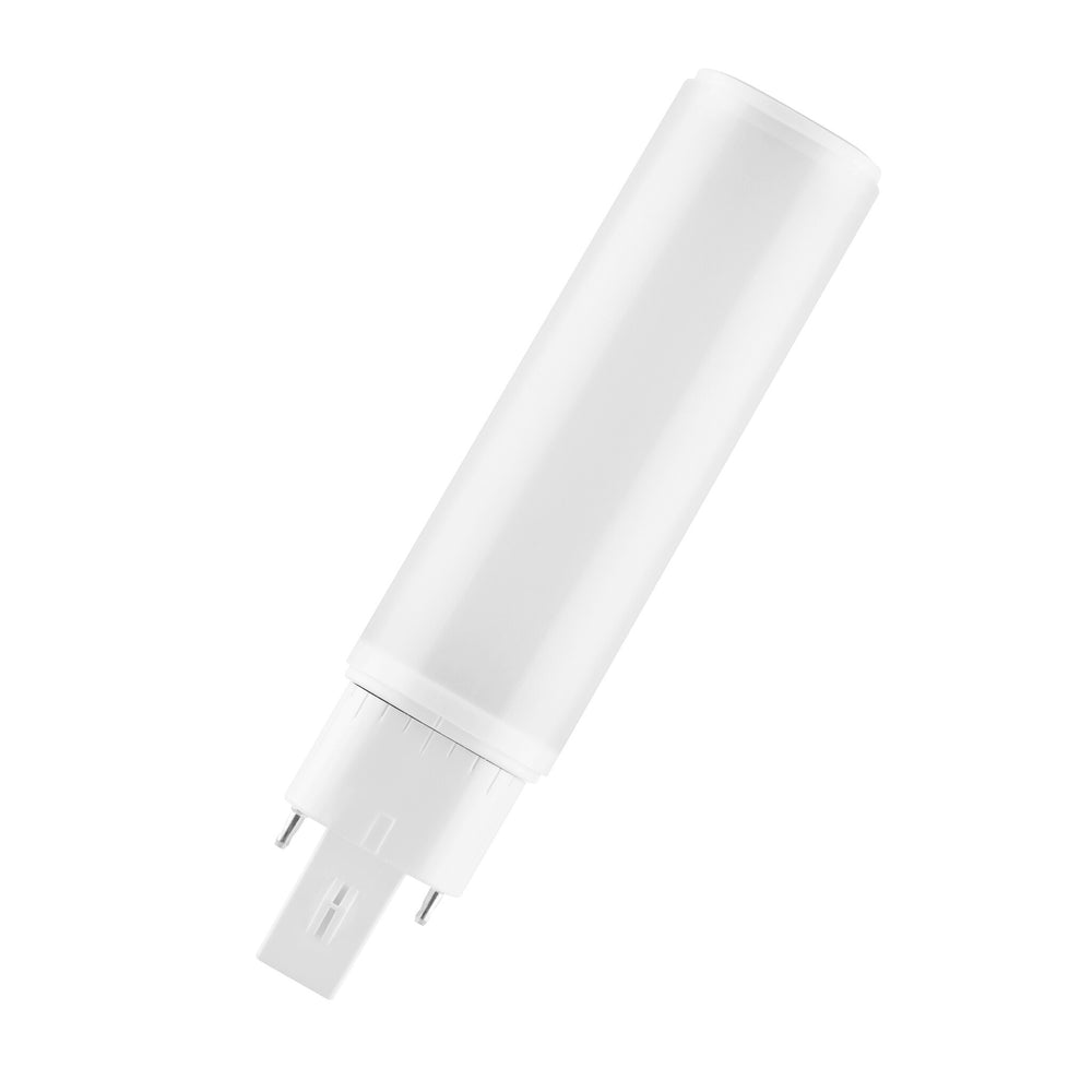 led pl-c dulux hf & ac mains v 6w 600 useful lumens 3000k g24q-1 replaces 13w