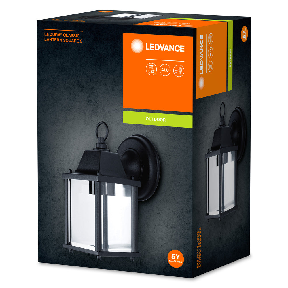 Ledvance ENDURA Classic Lantern Square S E27 utomhus vägglampa Svart IP43 gjuten aluminium