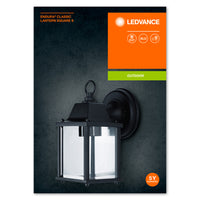 Ledvance ENDURA Classic Lantern Square S E27 utomhus vägglampa Svart IP43 gjuten aluminium