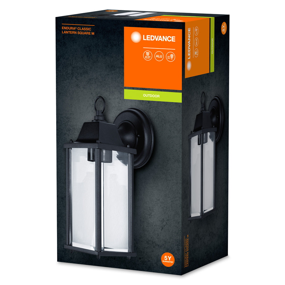 Ledvance ENDURA Classic Lantern Square E27 utomhus vägglampa Svart IP43 ytmontering 220-240V