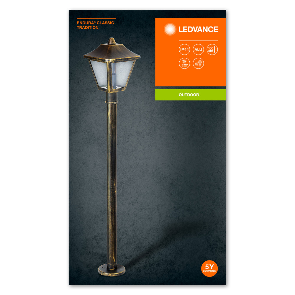 Ledvance ENDURA Classic Tradition outdoor floor lantern E27 Black/Gold IP44 aluminum 1000mm