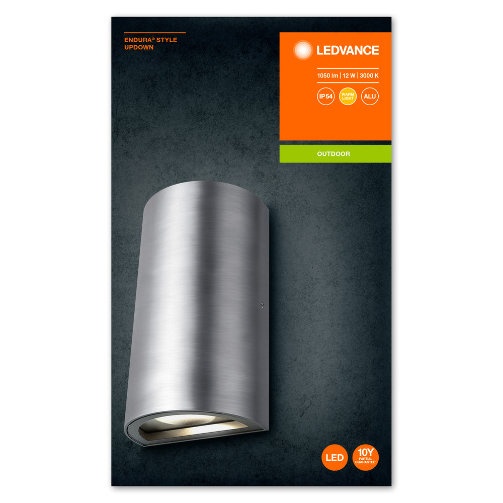 Ledvance ENDURA STYLE UpDown LED Vägglampa 12W 3000K 700 lumen IP44 Aluminium Utomhus Ytmonterad