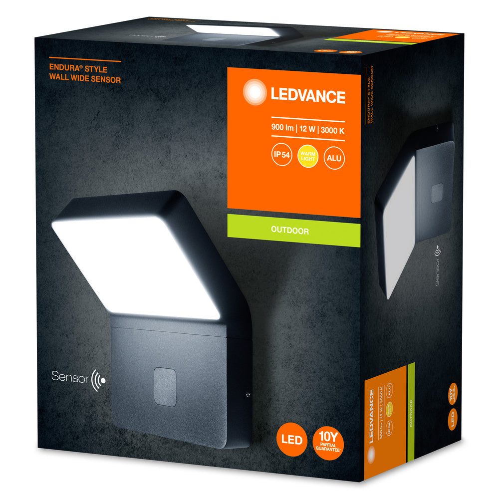 Ledvance ENDURA STYLE Vägglampa LED 12W 3000K 750 lumen IP44 Mörkgrå Utomhus Ytmontering
