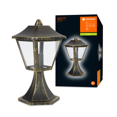 Ledvance ENDURA Classic Tradition 33cm Outdoor Lantern E27 Black/Gold IP44 Die-Cast Aluminum