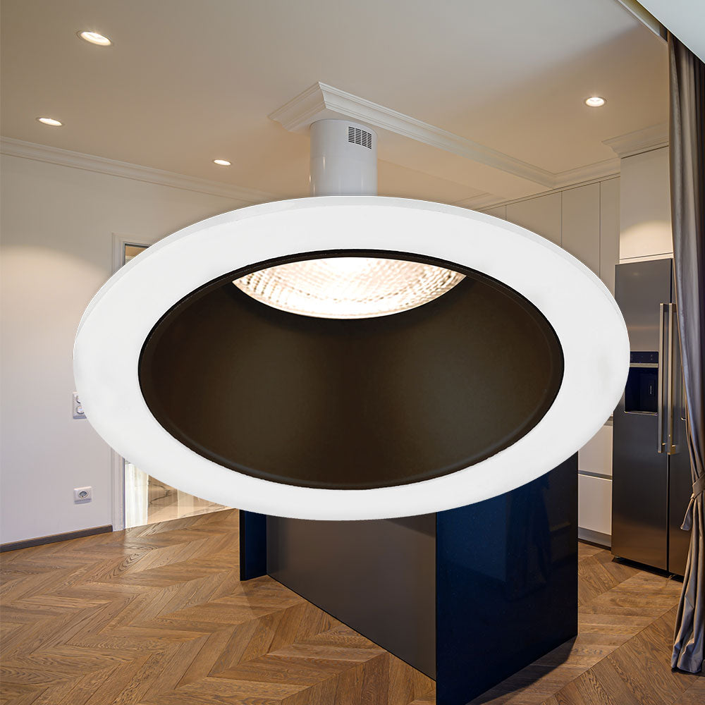 Braytron GU10 infälld LED-spotlight, max 35W, IP20, rund aluminium Vit-Svart, 85mm utskärning 70mm
