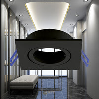 Braytron GU10 infälld LED-spotlight fyrkantig 82x82mm Svart aluminium IP20 35W max håltagning 70mm