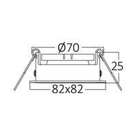 Braytron GU10 infälld LED-spotlight fyrkantig 82x82mm Svart aluminium IP20 35W max håltagning 70mm