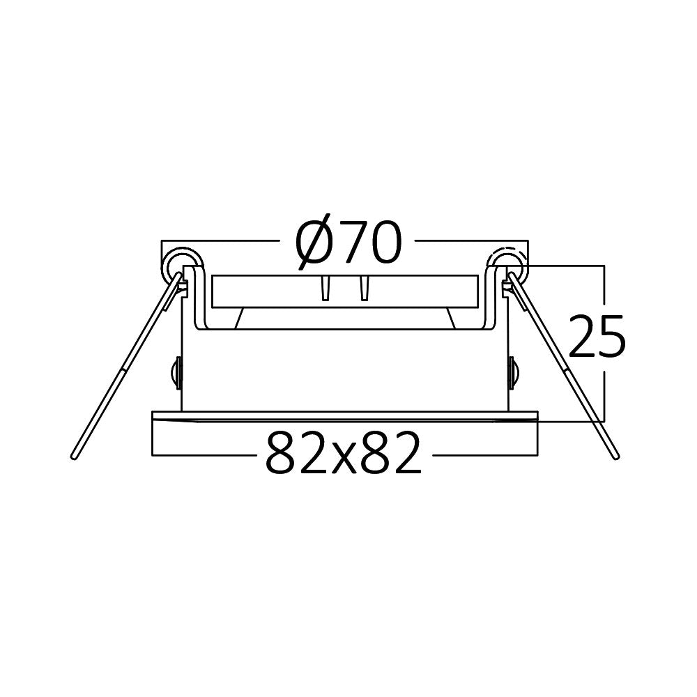Braytron GU10 infälld LED-spotlight fyrkantig 82x82mm Svart aluminium IP20 35W max håltagning 70mm