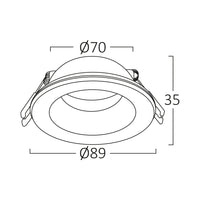 Braytron LED infälld spotlight, 7W, IP54, Aluminium Vit, 89x35mm, GU10-sockel, inomhus utomhusbruk