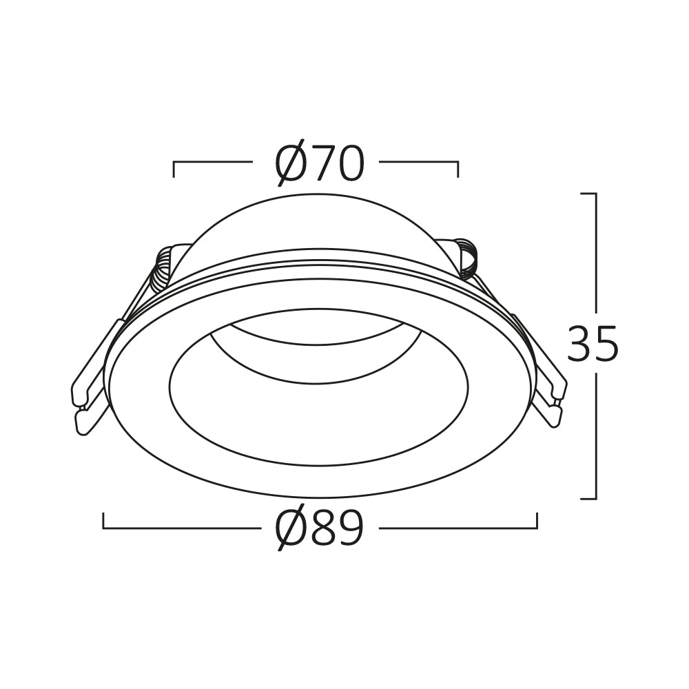 Braytron LED infälld spotlight, 7W, IP54, Aluminium Vit, 89x35mm, GU10-sockel, inomhus utomhusbruk