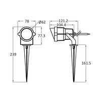 Braytron LED spike light 9W Amber 220-240V IP65 IK08 outdoor aluminium Grey 60° beam
