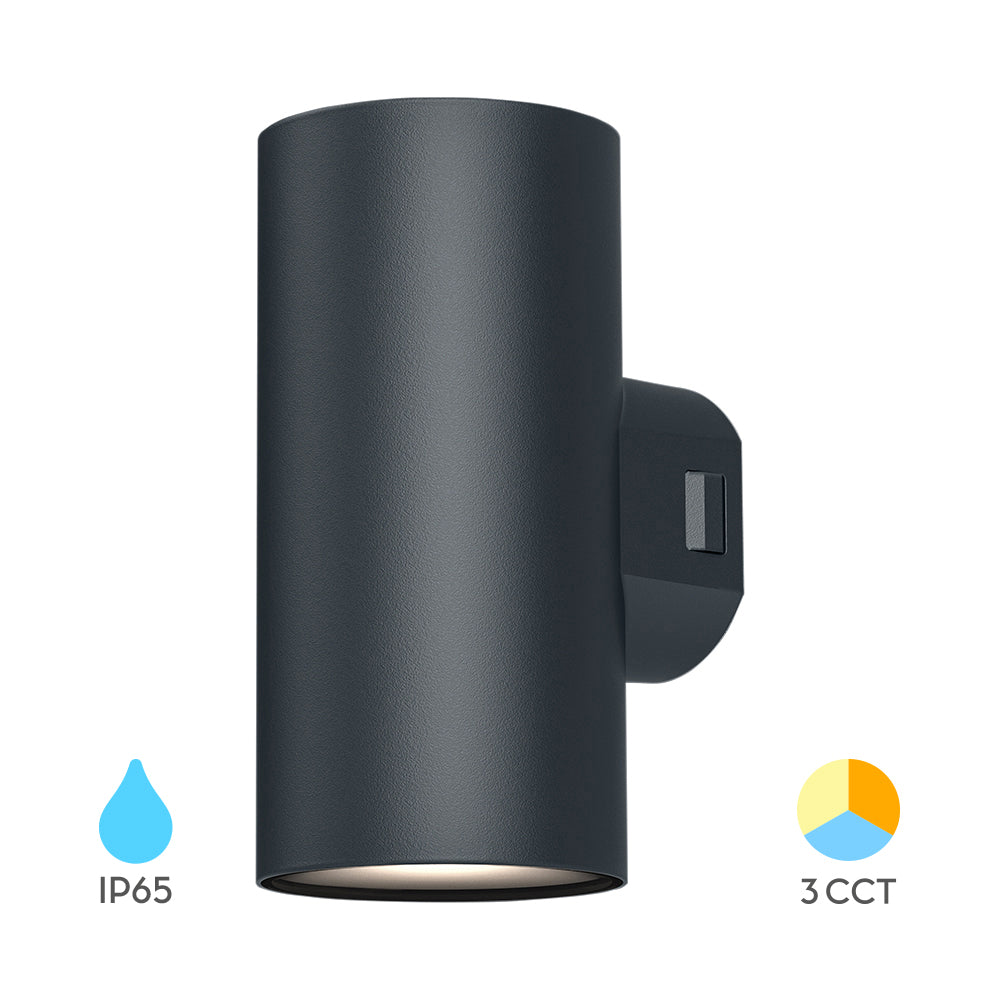 Braytron LED wall light 2x9W 3-in-1 CCT 1780 lumens Grey IP65 IK08 outdoor lighting