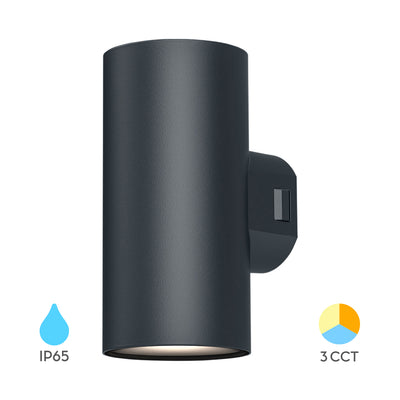 Braytron LED väggarmatur 2x9W 3-i-1 CCT 1780 lumen Grå IP65 IK08 utomhusbelysning