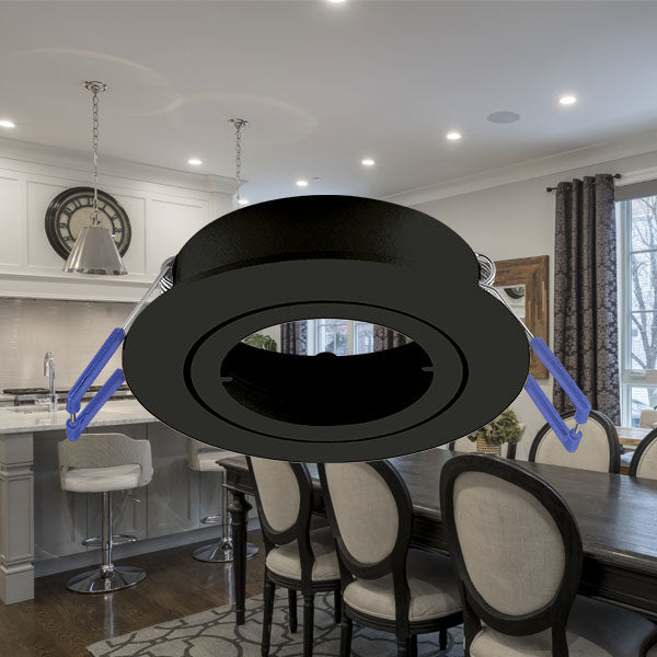 Braytron infälld rund LED-spotlight armatur, Svart aluminium, MR16-sockel, max 35W, IP20 inomhusbelysning