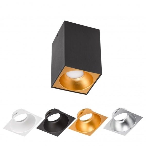 LED takspotlight - Kube Matt Svart 95x95x138 mm - Exkl. LED Spotlight