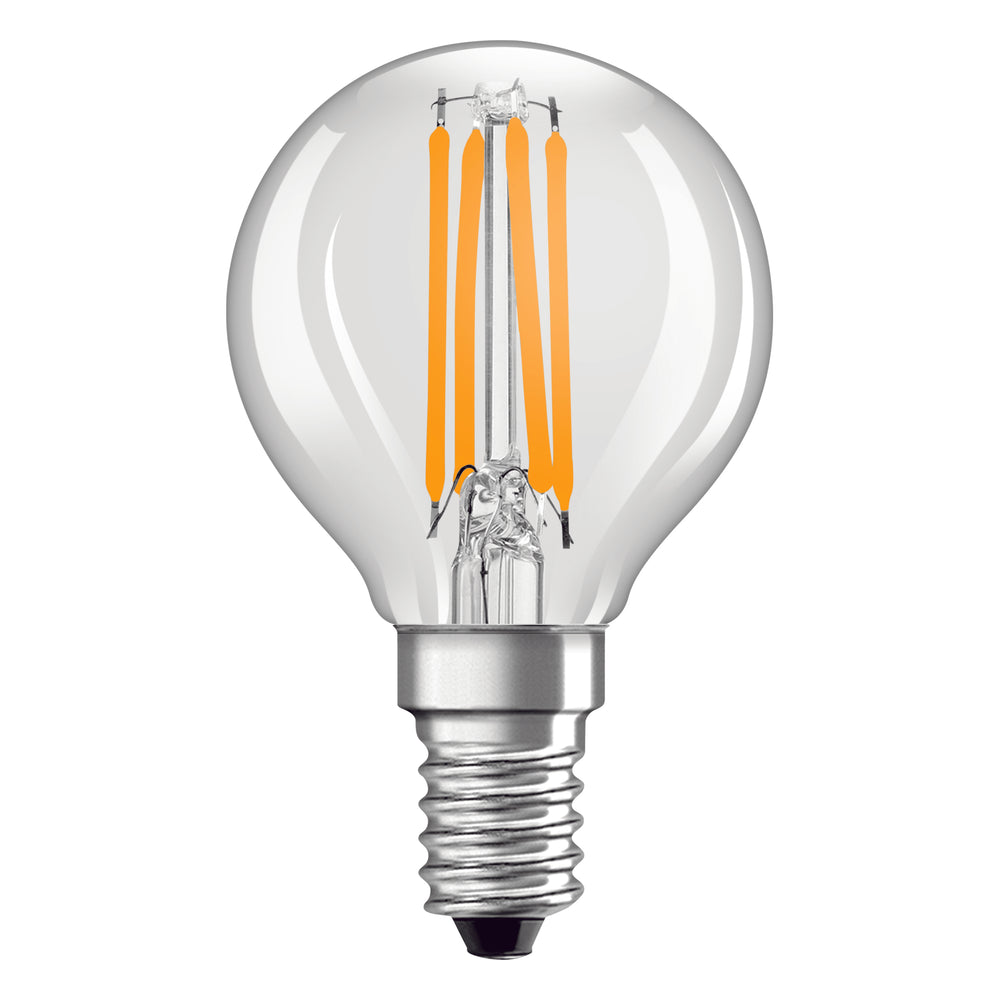 Classic LED E14 filament bulb clear 4W 470 lumens 2700K very warm white replaces 40W