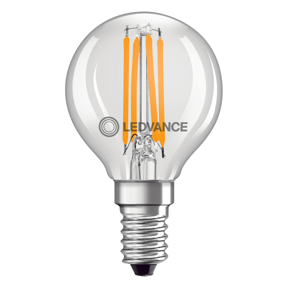 Classic LED E14 filament bulb clear 4W 470 lumens 2700K very warm white replaces 40W