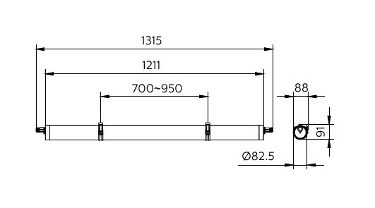 Philips CoreLine WT210C LED vattentät armatur, 39W 4000K 5000 lumen, IP68 IK10, 1315mm polykarbonathus