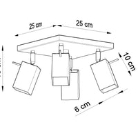 Sollux Lighting merida LED plafondspot 4x GU10 zwart aluminum