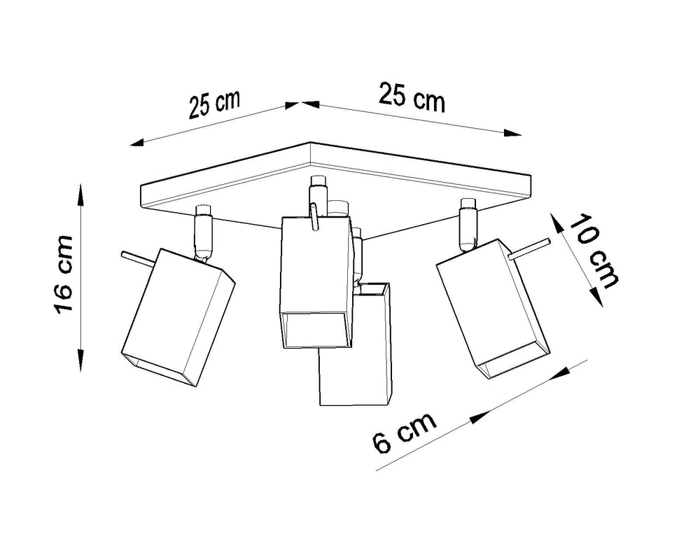 Sollux Lighting merida LED plafondspot 4x GU10 zwart aluminum