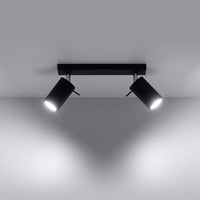 LED ceiling spotlight black ring with 2 x GU10 socket by Sollux Lighting