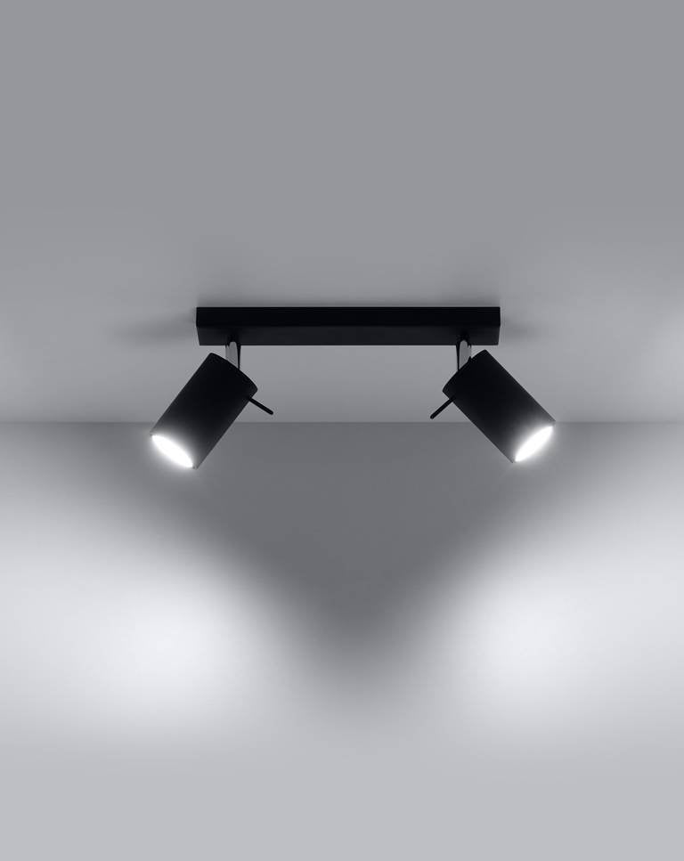 LED ceiling spotlight black ring with 2 x GU10 socket by Sollux Lighting