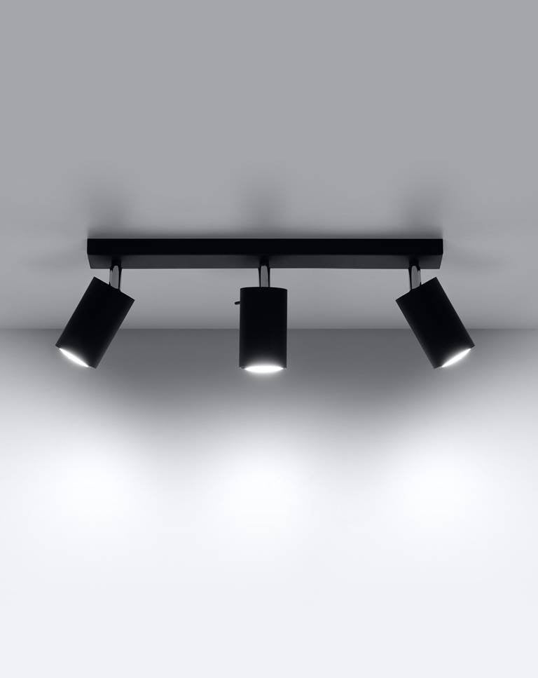 Sollux Lighting LED plafondspot zwart RING 3 x GU10 fitting, IP20, CE RoHS certified, 220-240V