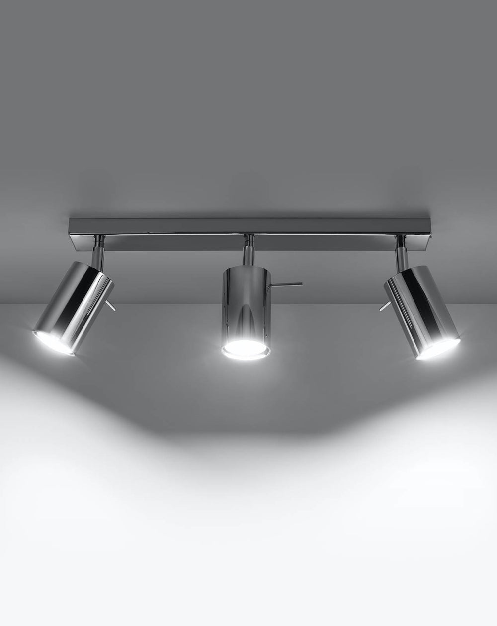 LED plafondspot chrome RING with 3 x GU10 fitting - high CRI and IP20 rating
