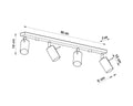 Led plafondspot grijs ring - 4x gu10, ip20, 220-240v ac, 80 cri, 104mm length